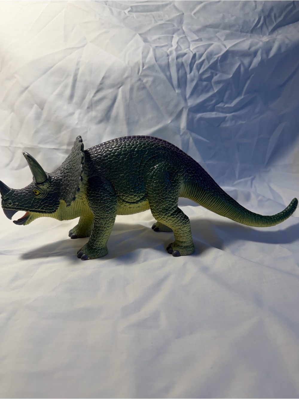 Vintage 1997 Green Triceratops Dinosaur Toy Figure for Kids